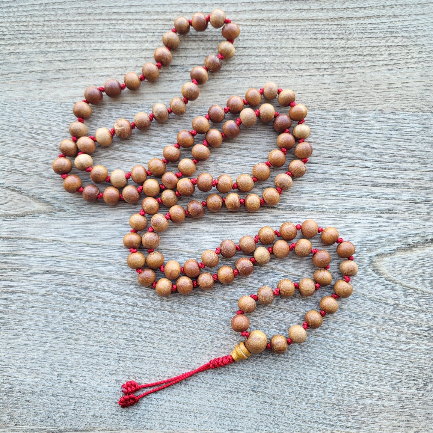Wood Bead Knotted Mala