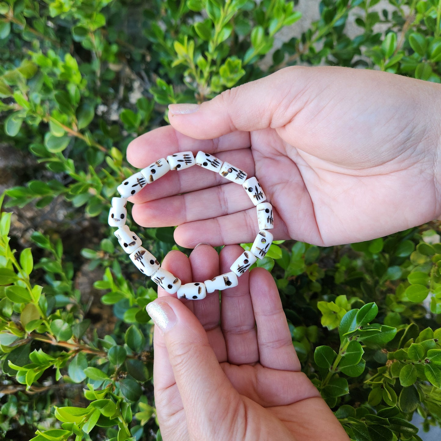 Hand Carved Skull Bone Bracelet