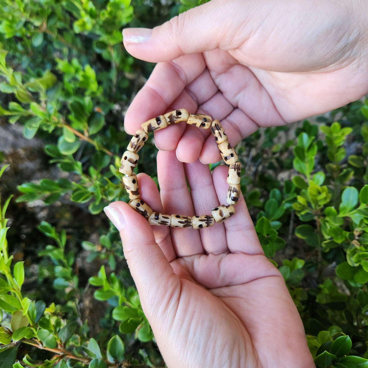 Hand Carved Skull Bone Bracelet