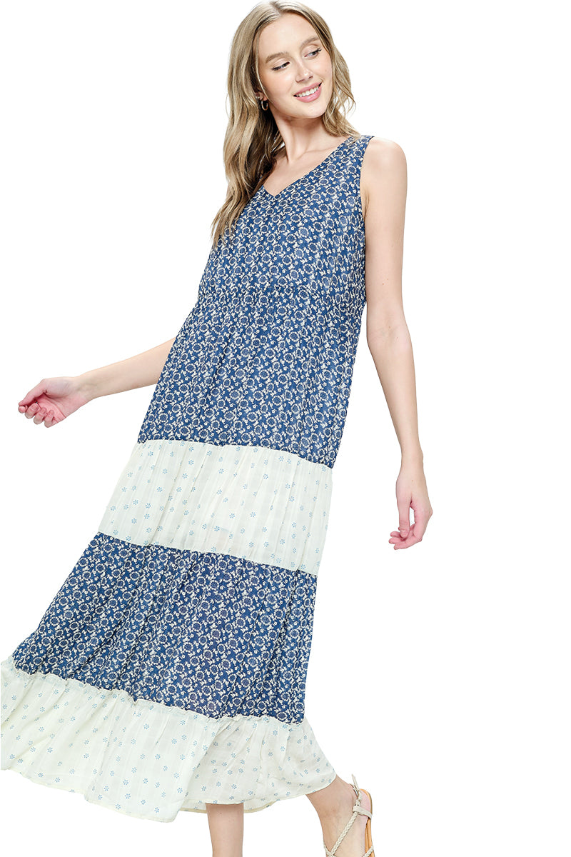 Long Dress Floral Ruffle Tiered
