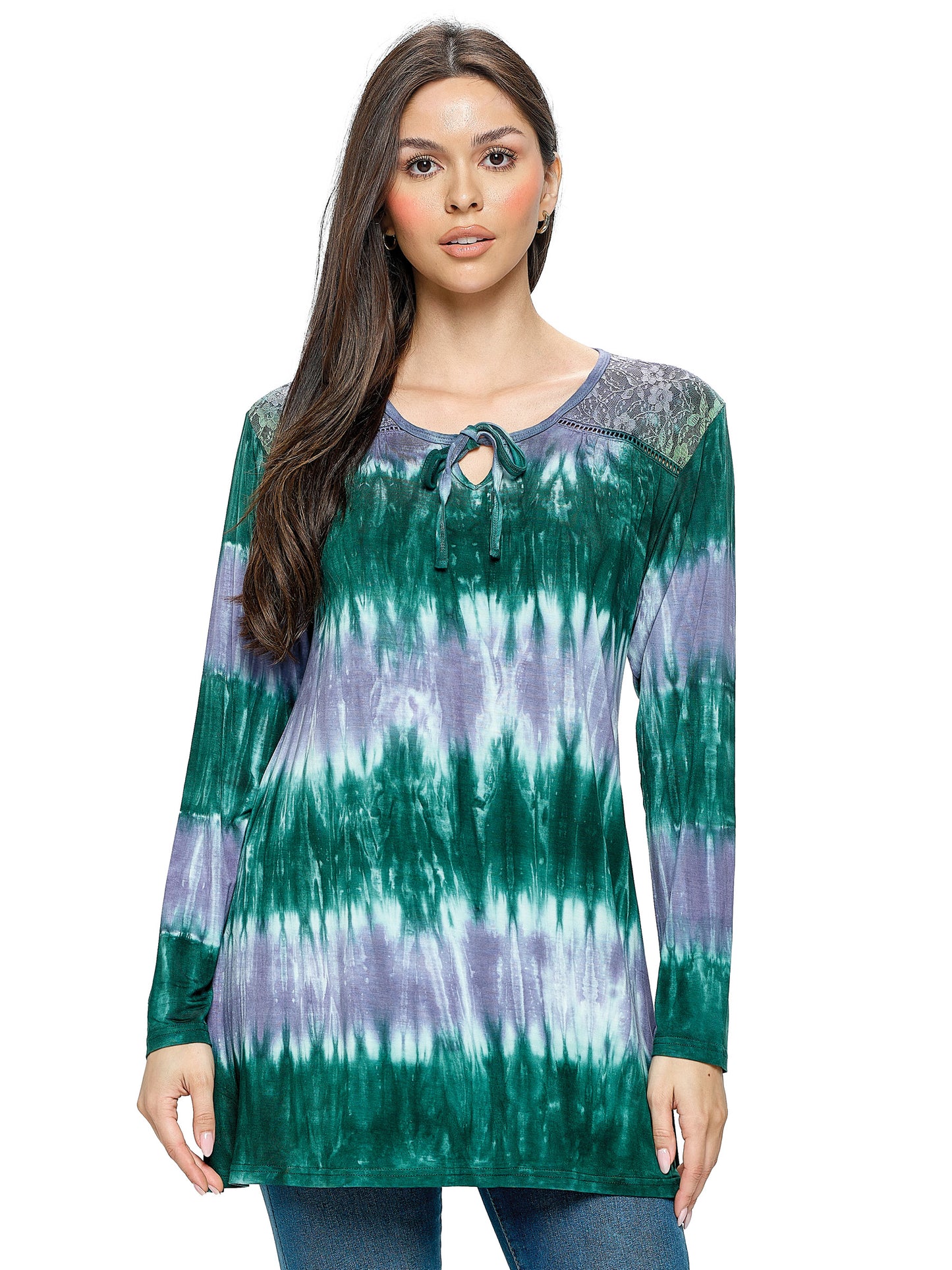 Top Tie Dye Boho Lace Up Casual