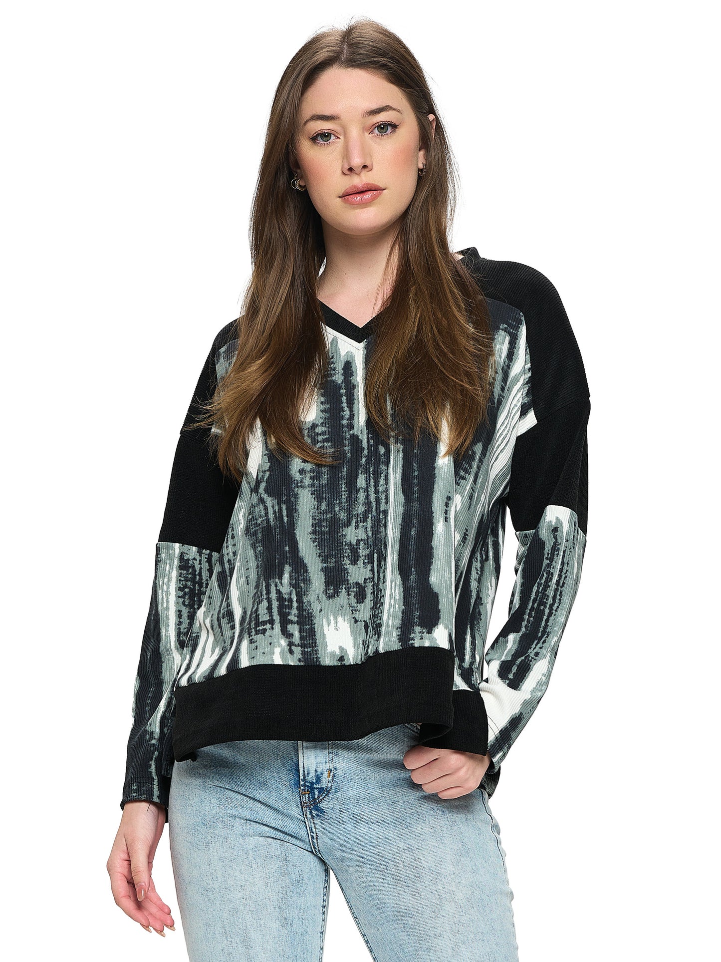 Pullover Colorblock Ribbed Oversized