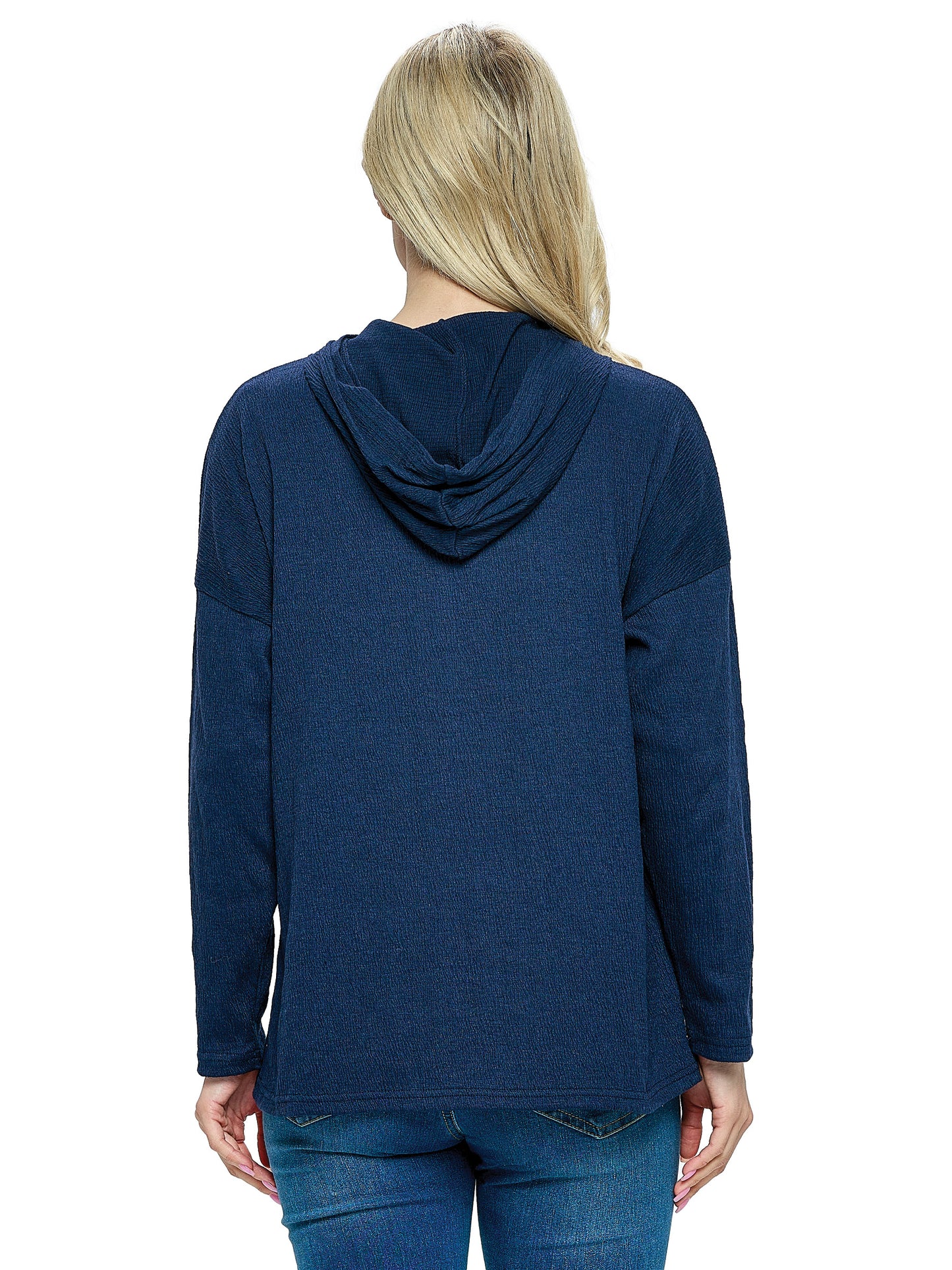 Pullover Top Hoodie Textured Loose Fit