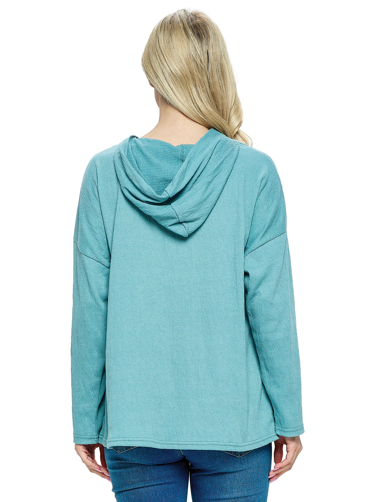 Pullover Top Hoodie Textured Loose Fit