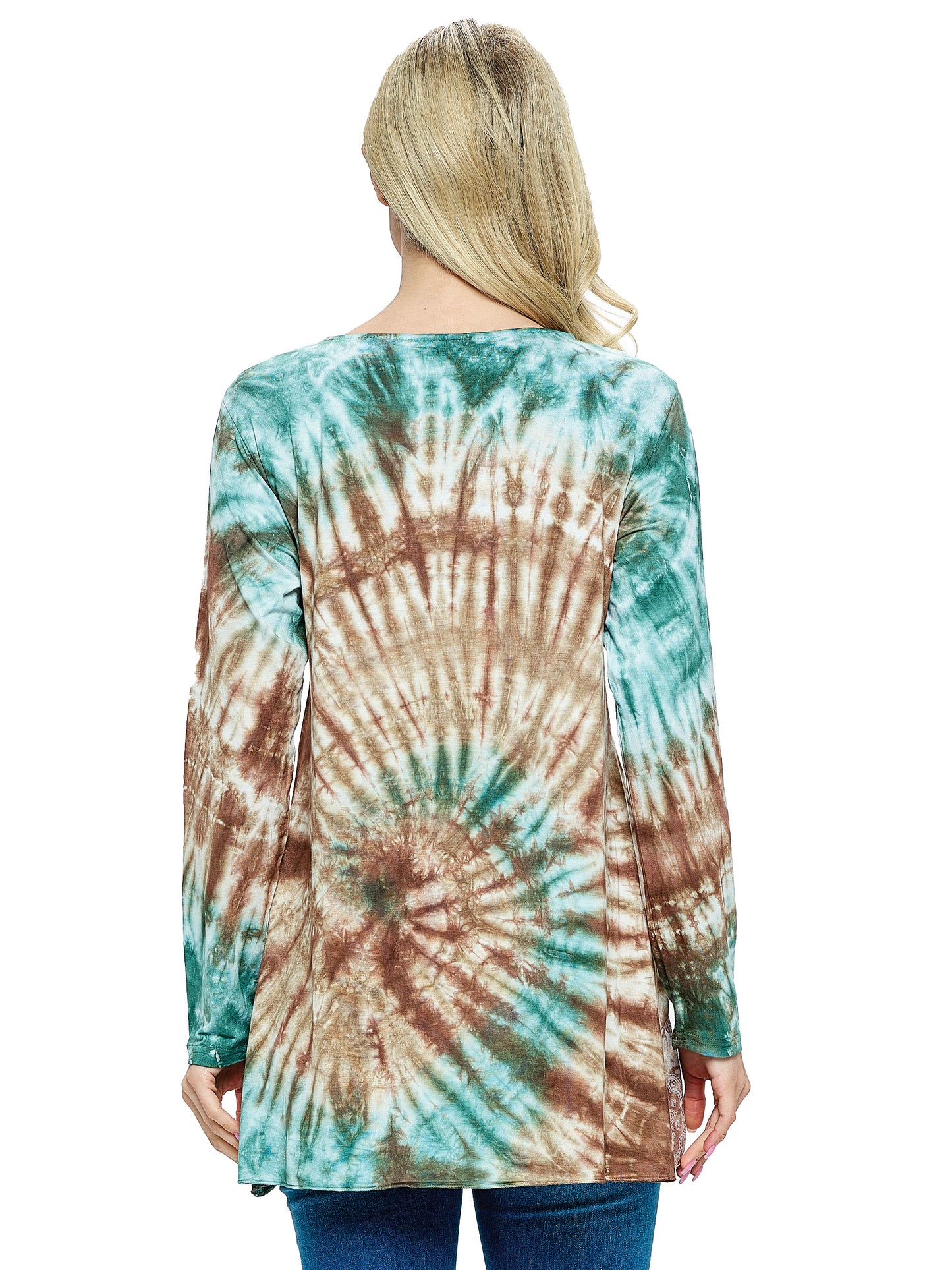 Tunic Top Boho Tie Dye Burn out Hem