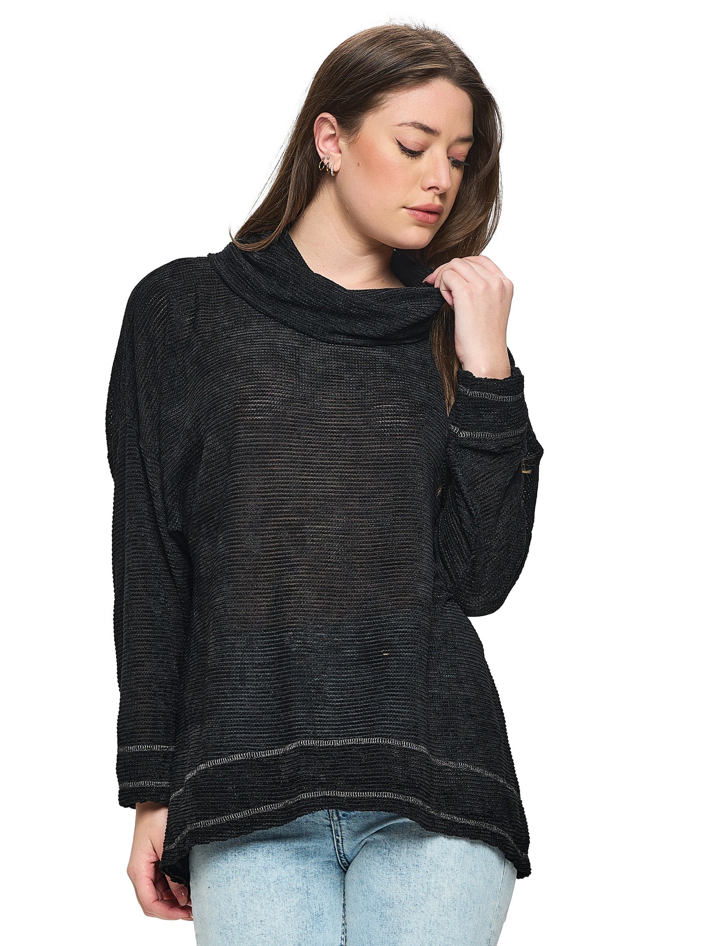 Sweater Top Slouchy Oversized Cowl Neck