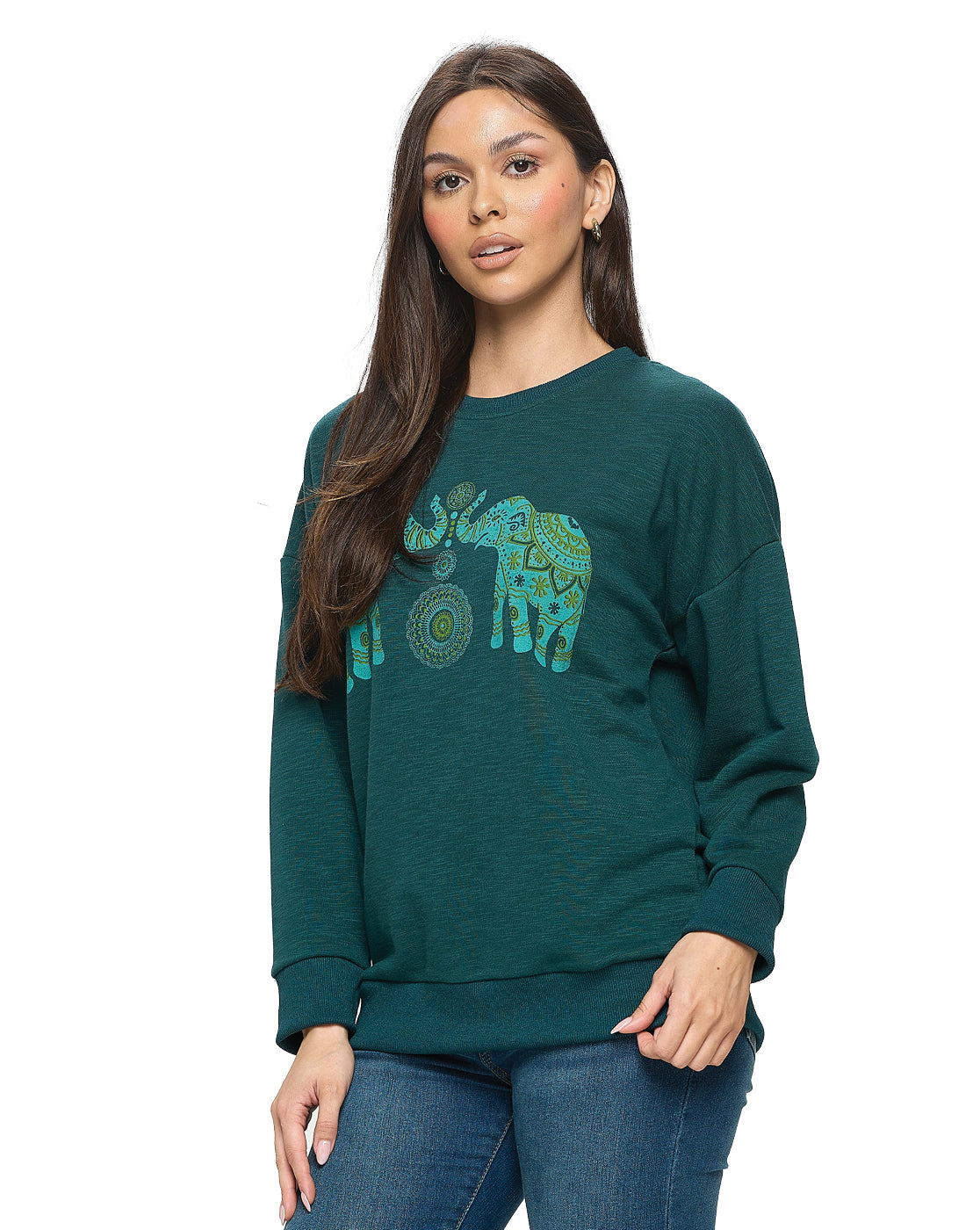 Pullover Elephants Print Mandala Boho