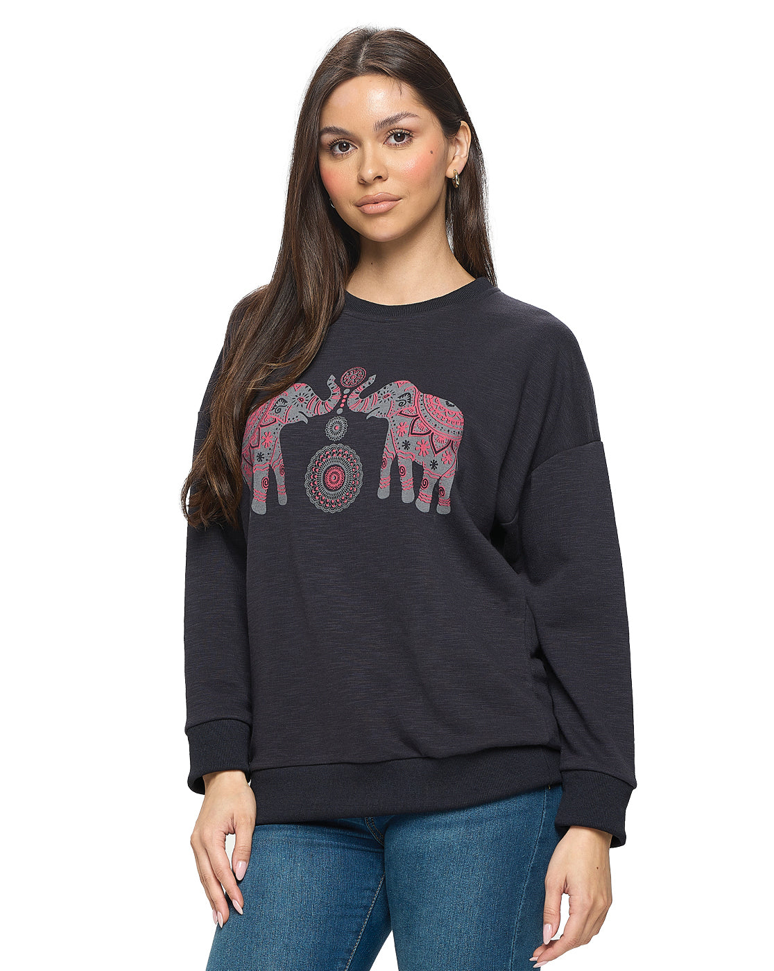 Pullover Elephants Print Mandala Boho