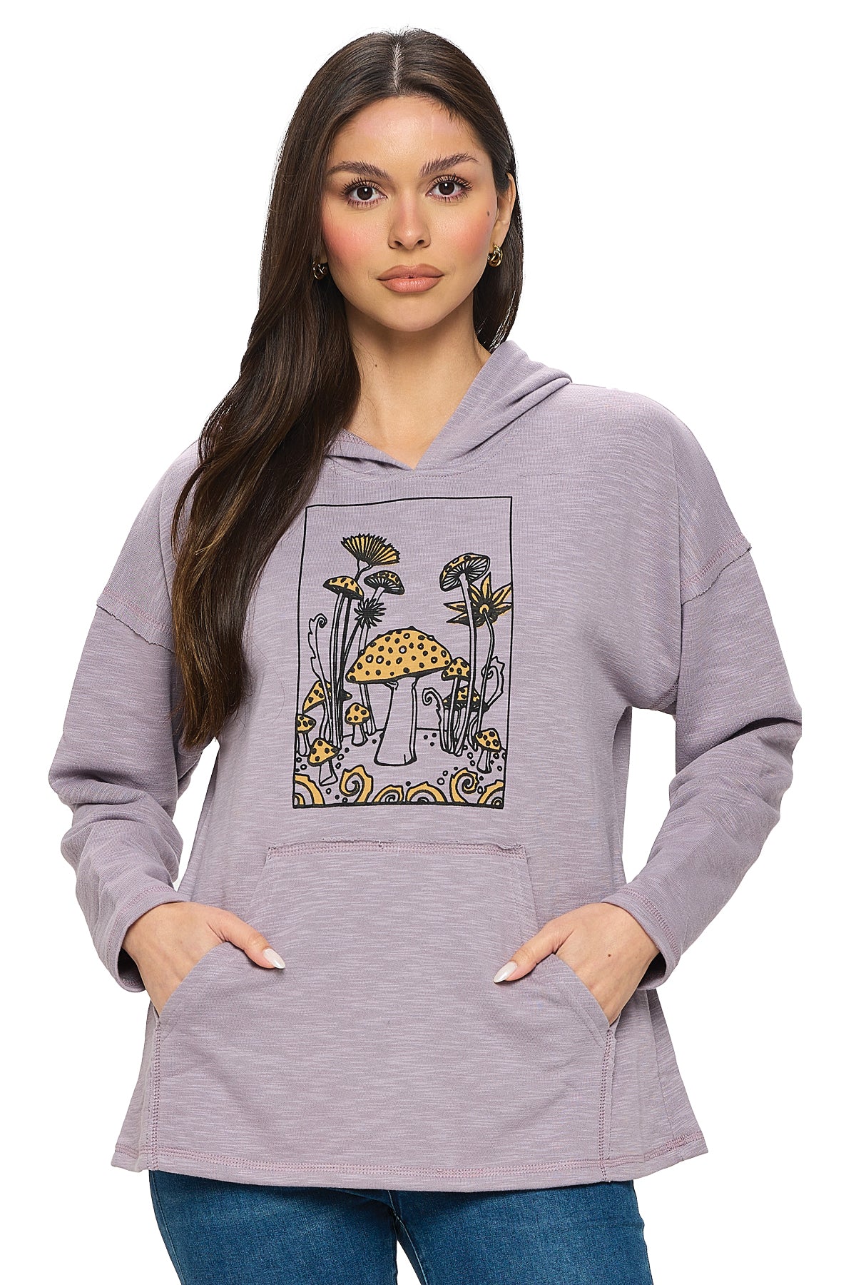 Hoodie Boho Mushrooms Print