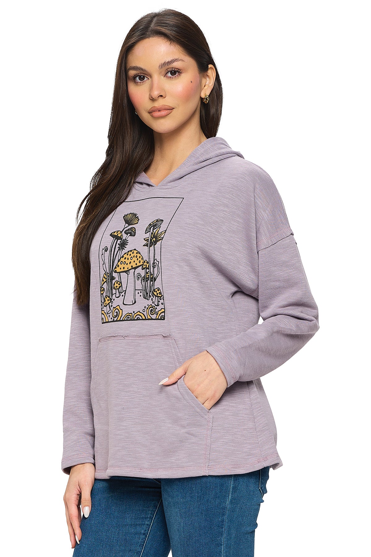 Hoodie Boho Mushrooms Print