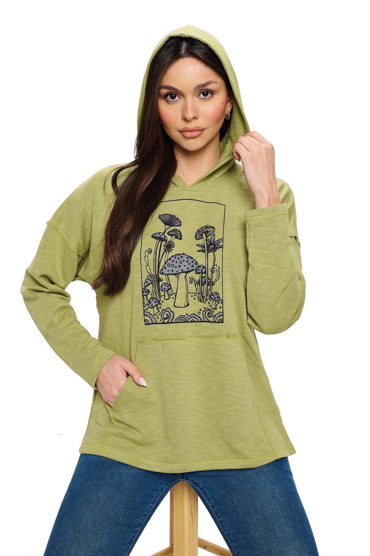 Hoodie Boho Mushrooms Print