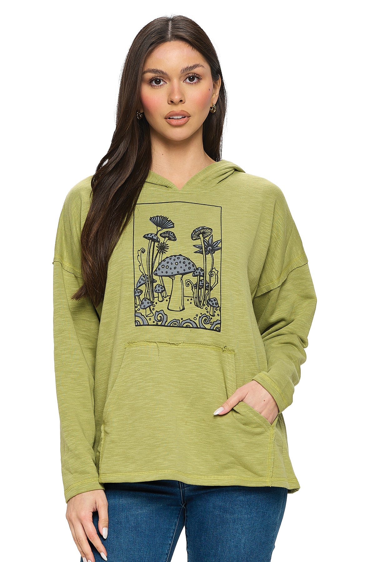 Hoodie Boho Mushrooms Print