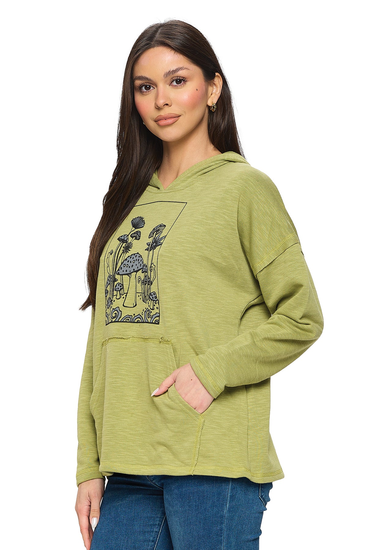 Hoodie Boho Mushrooms Print