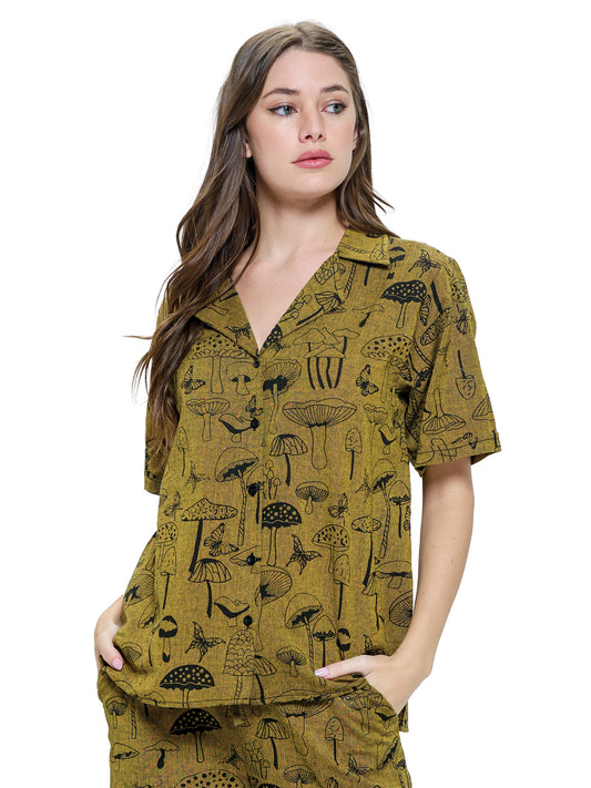Button up Blouse Mushroom Print