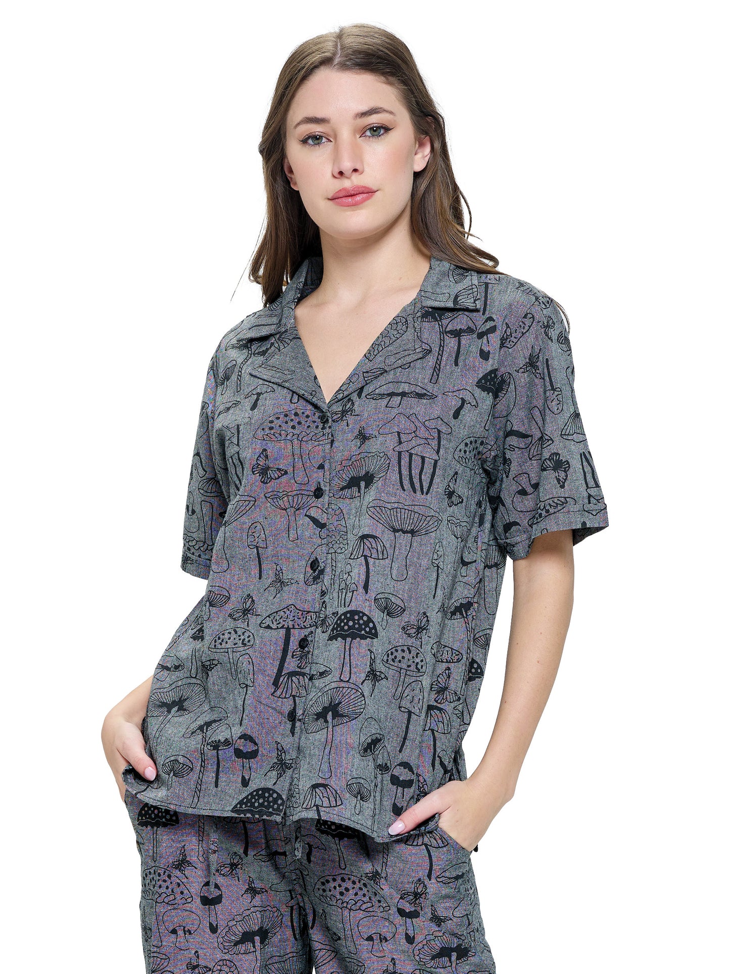 Button up Blouse Mushroom Print