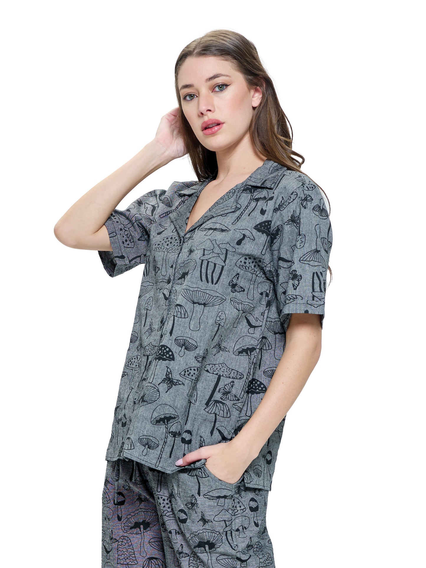 Button up Blouse Mushroom Print