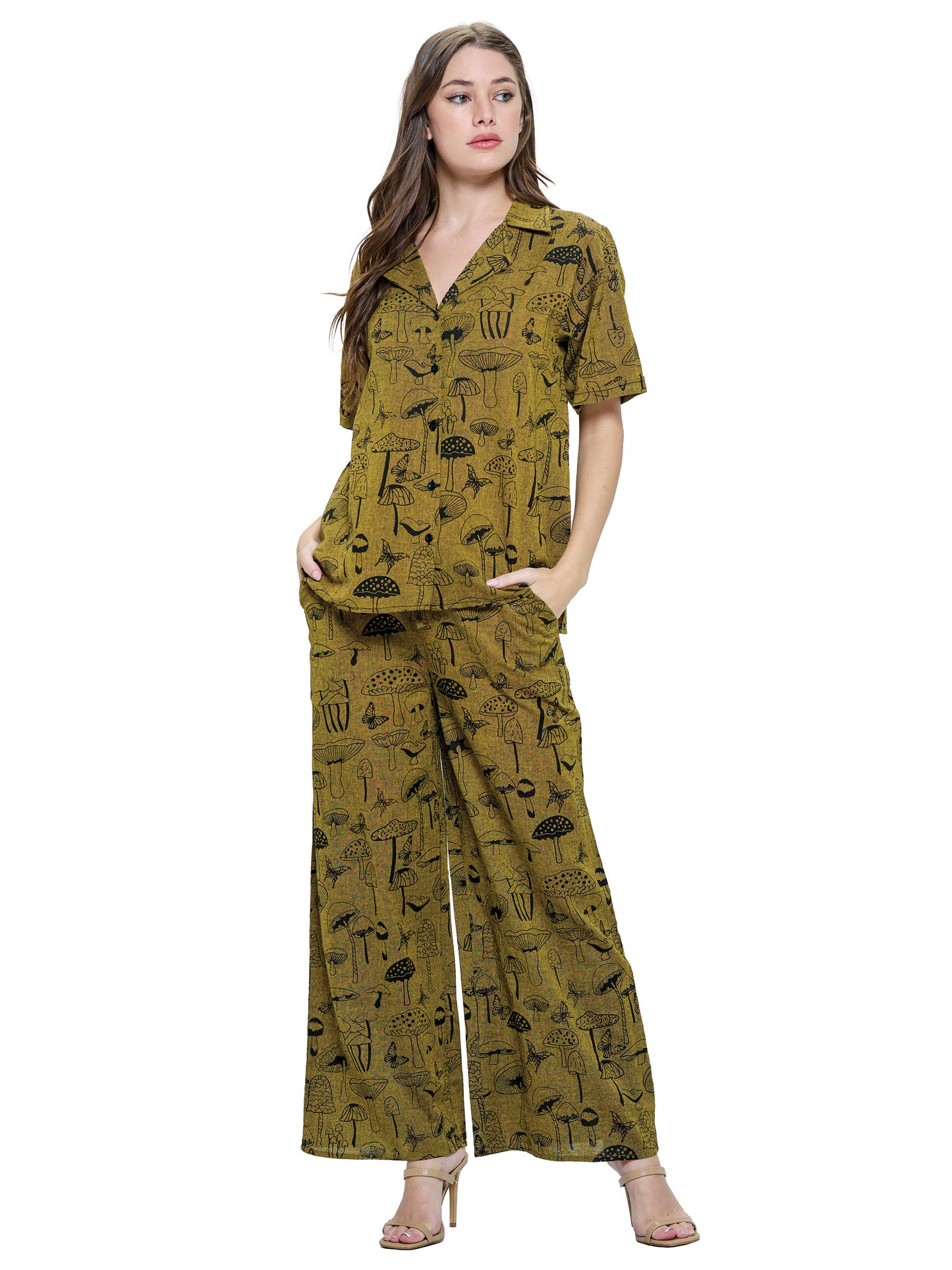 Button up Blouse Mushroom Print