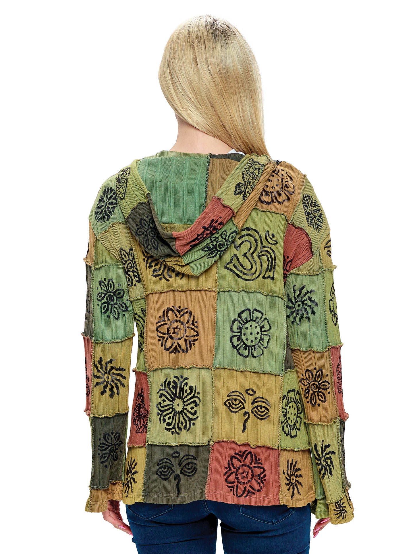 Hooded Jacket Hippie Patchwork Hand Painted