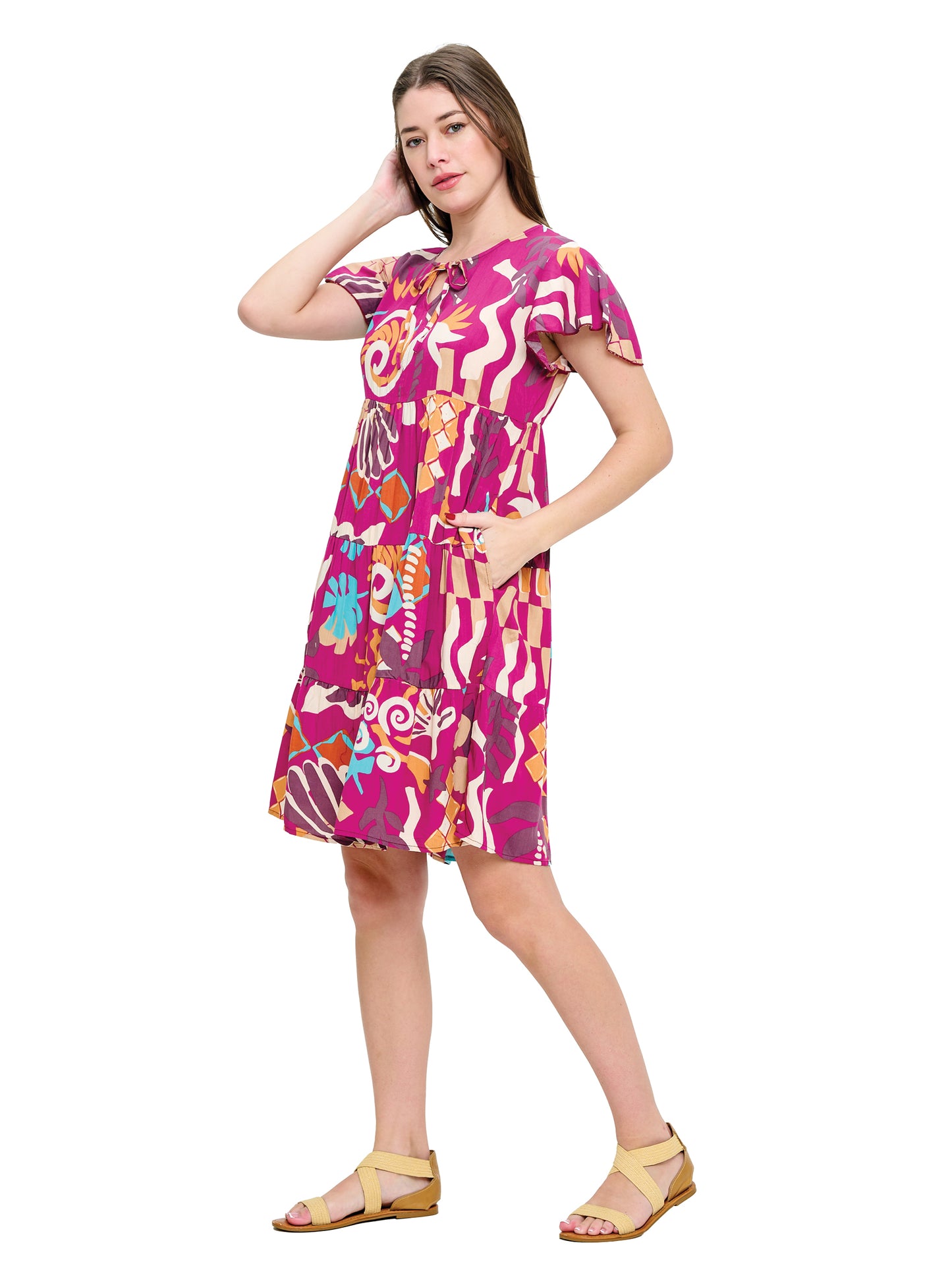 Boho Floral Ruffled Dress
