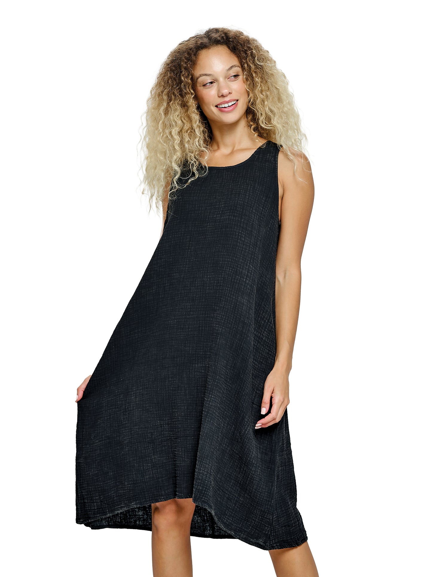 Boho Vintage Washed Crinkle Dress