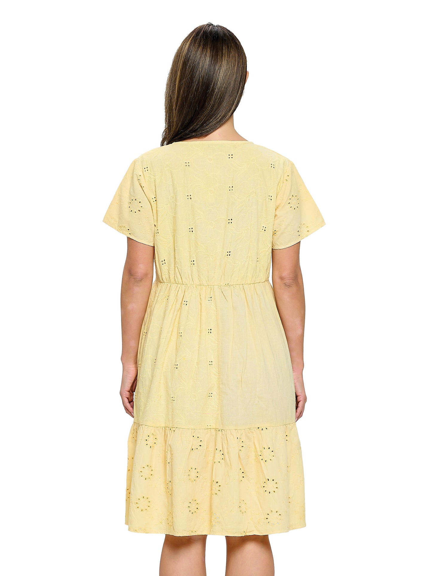 Dress Tiered Eyelet Fabric Tassels
