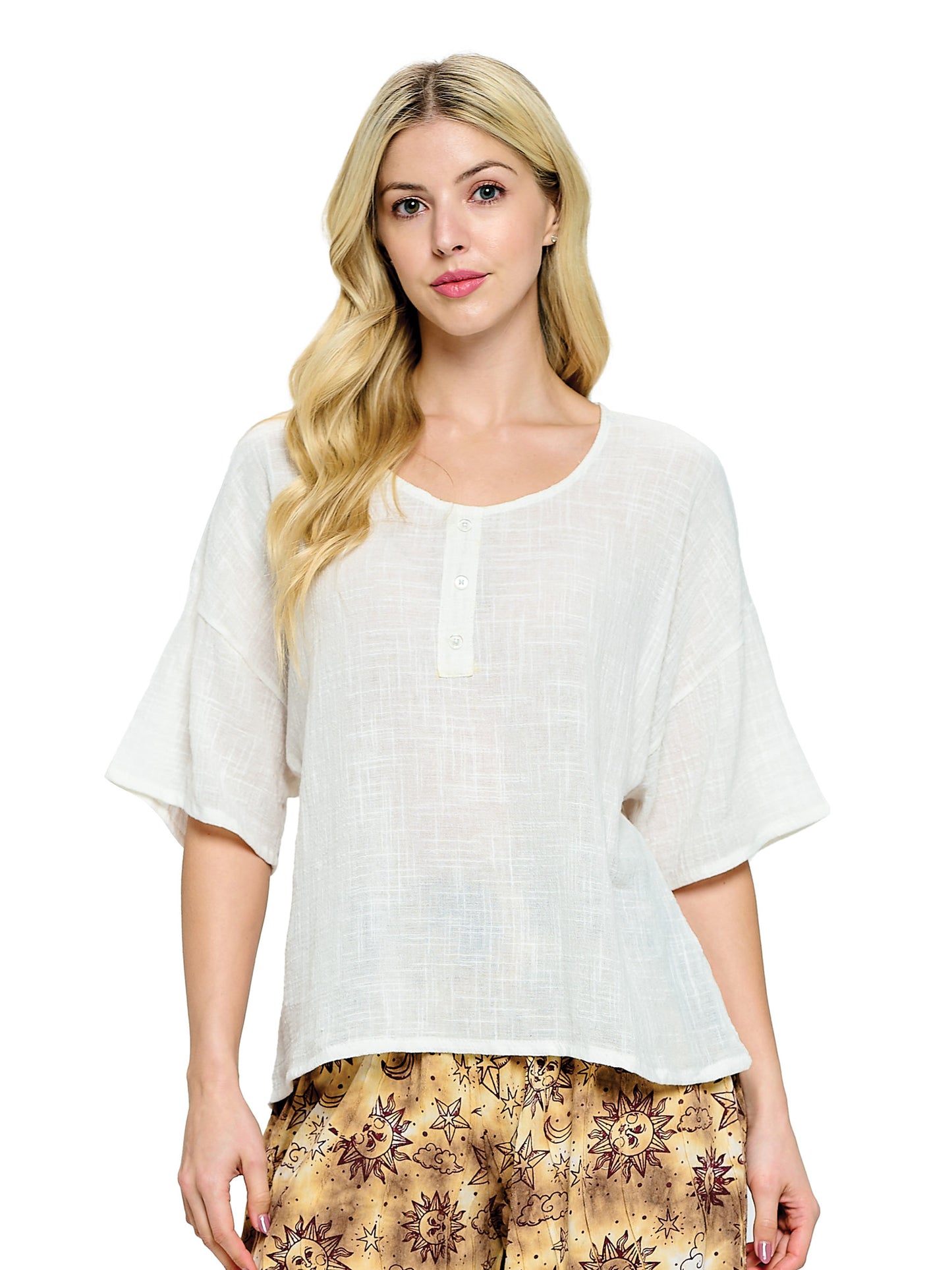 Boho Top Crinkle Loose Fit