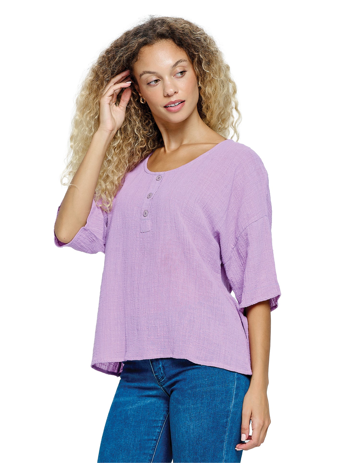 Boho Top Crinkle Loose Fit