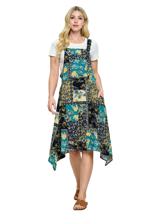 Overall Floral Patchwork  Maxi Dress