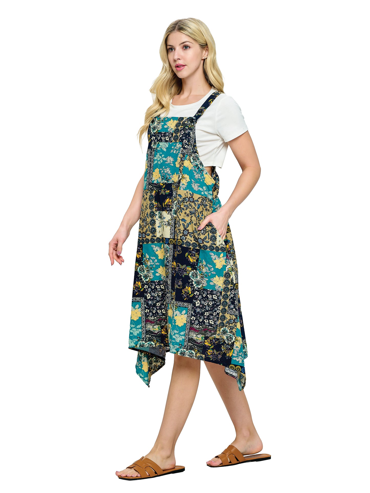 Overall Floral Patchwork Maxi Dress