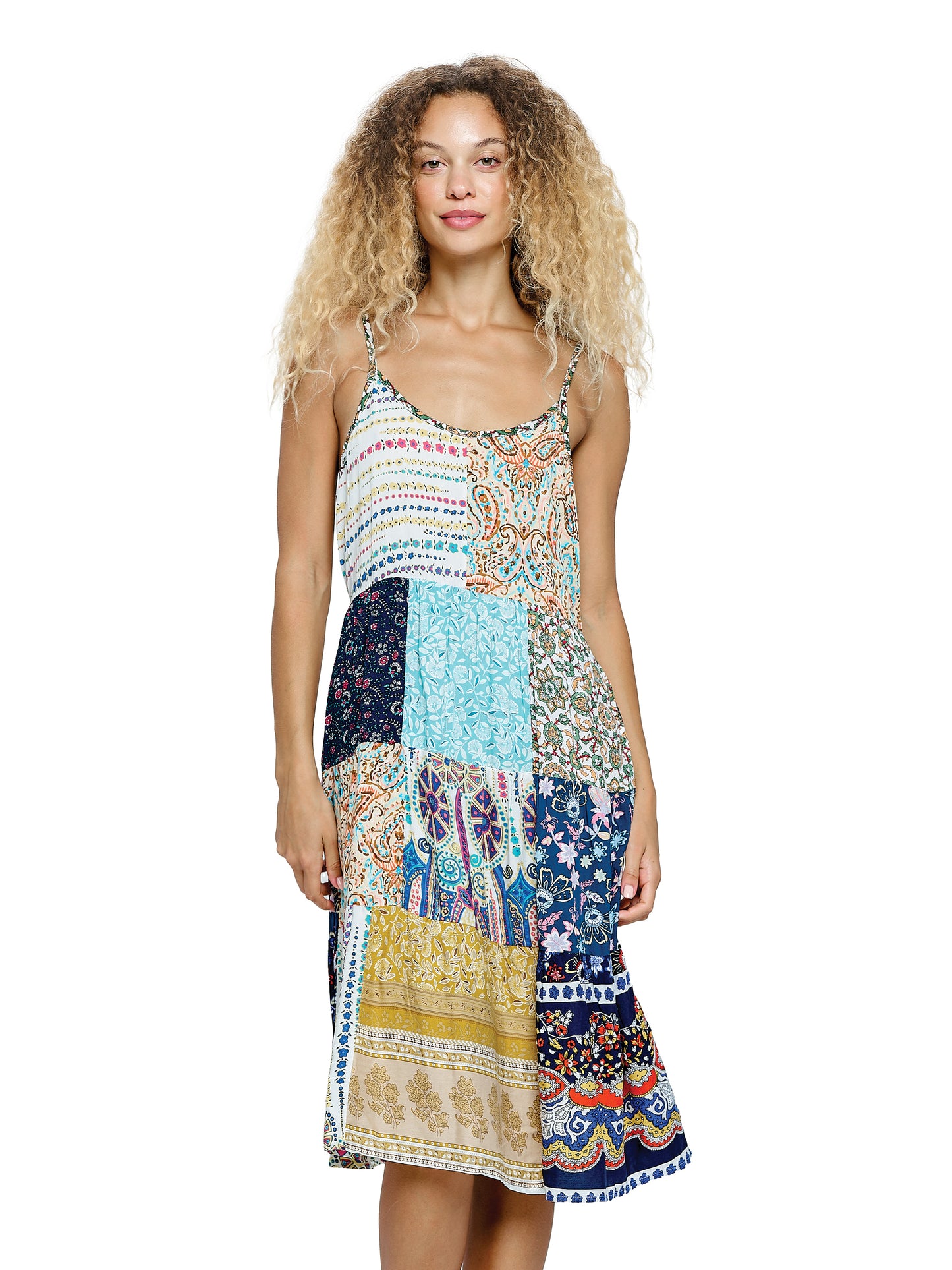 Boho Dress Ruffled Floral Patchwork