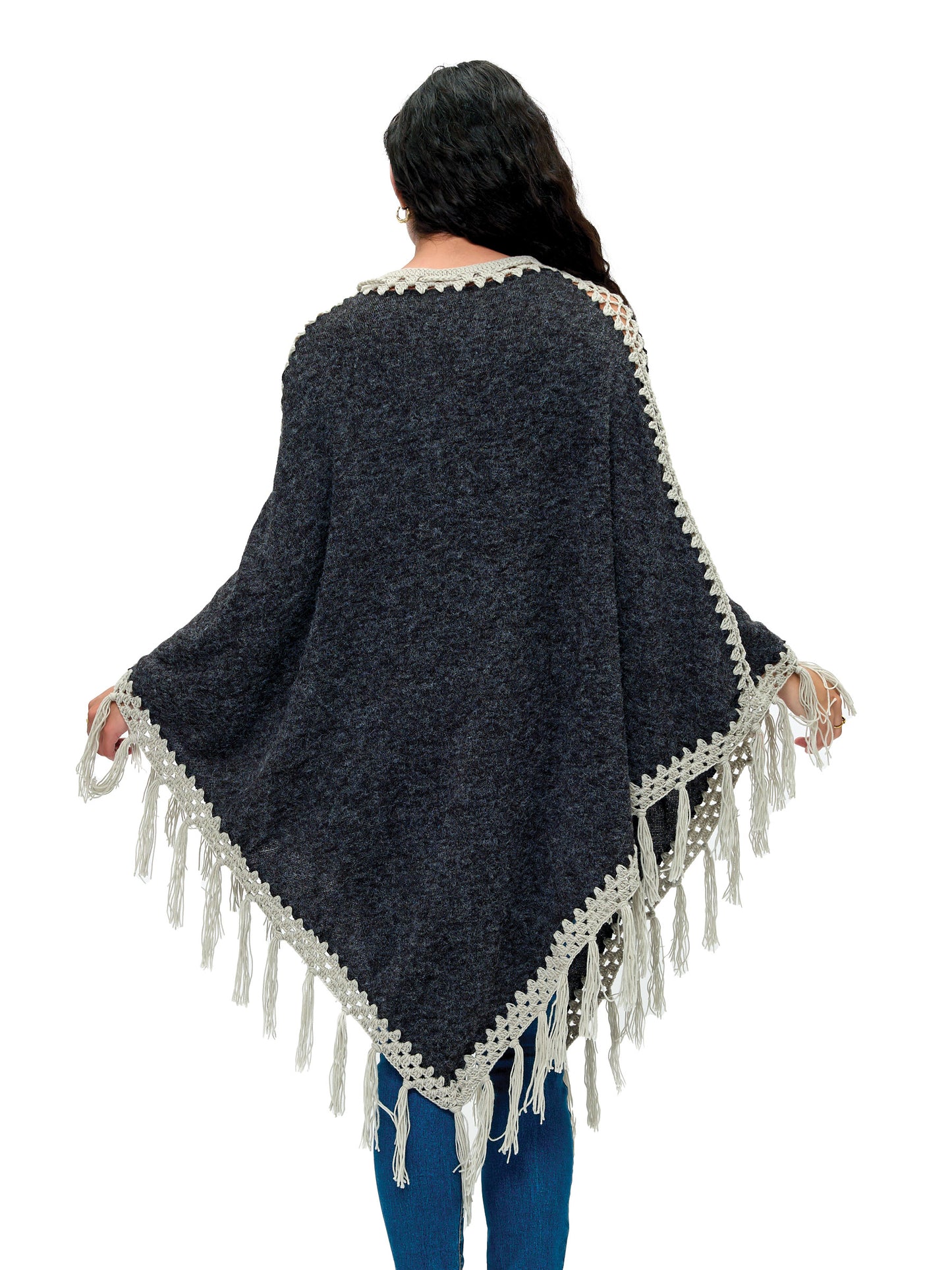 Poncho Patchwork Bohemian Vibe Crochet Details