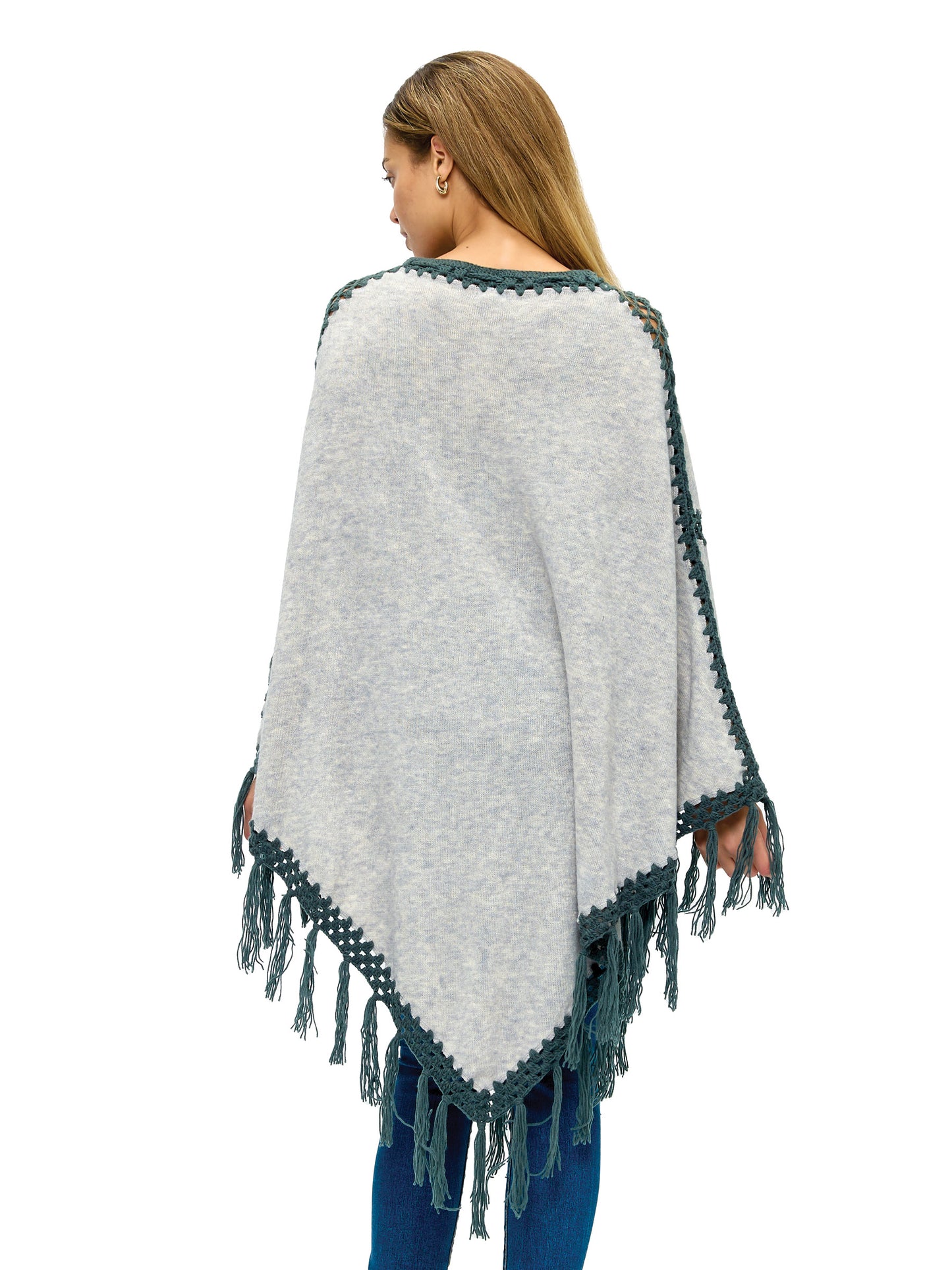 Poncho Patchwork Bohemian Vibe Crochet Details