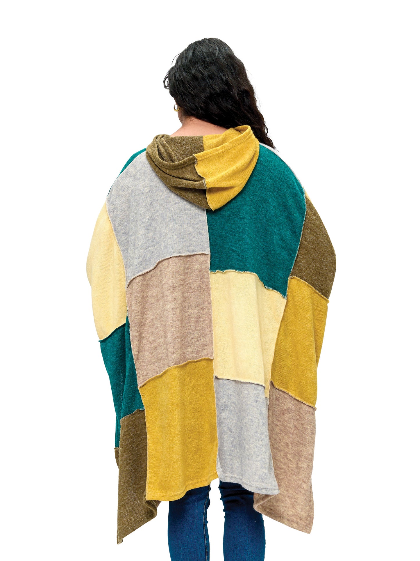 Poncho patchwork Hand Sewn Floral Embroidery