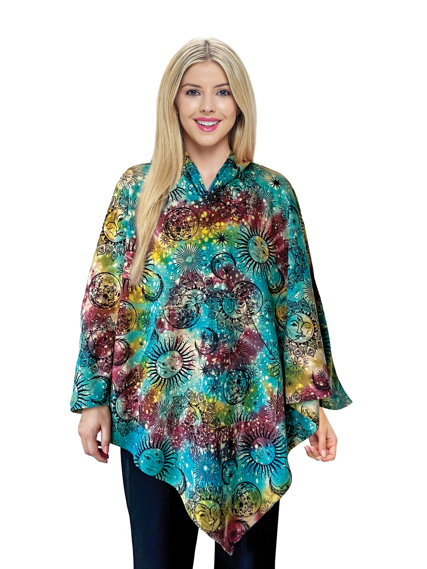 Poncho Celestial Sun Moon Tie Dye