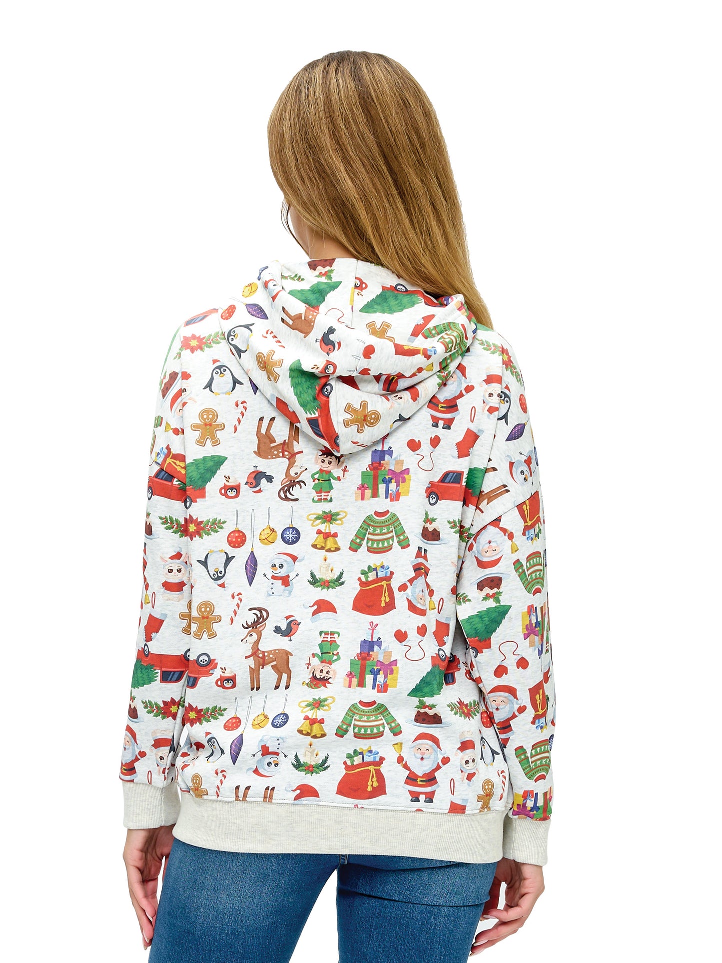 Zip-up Hoodie Whimsical Christmas Print