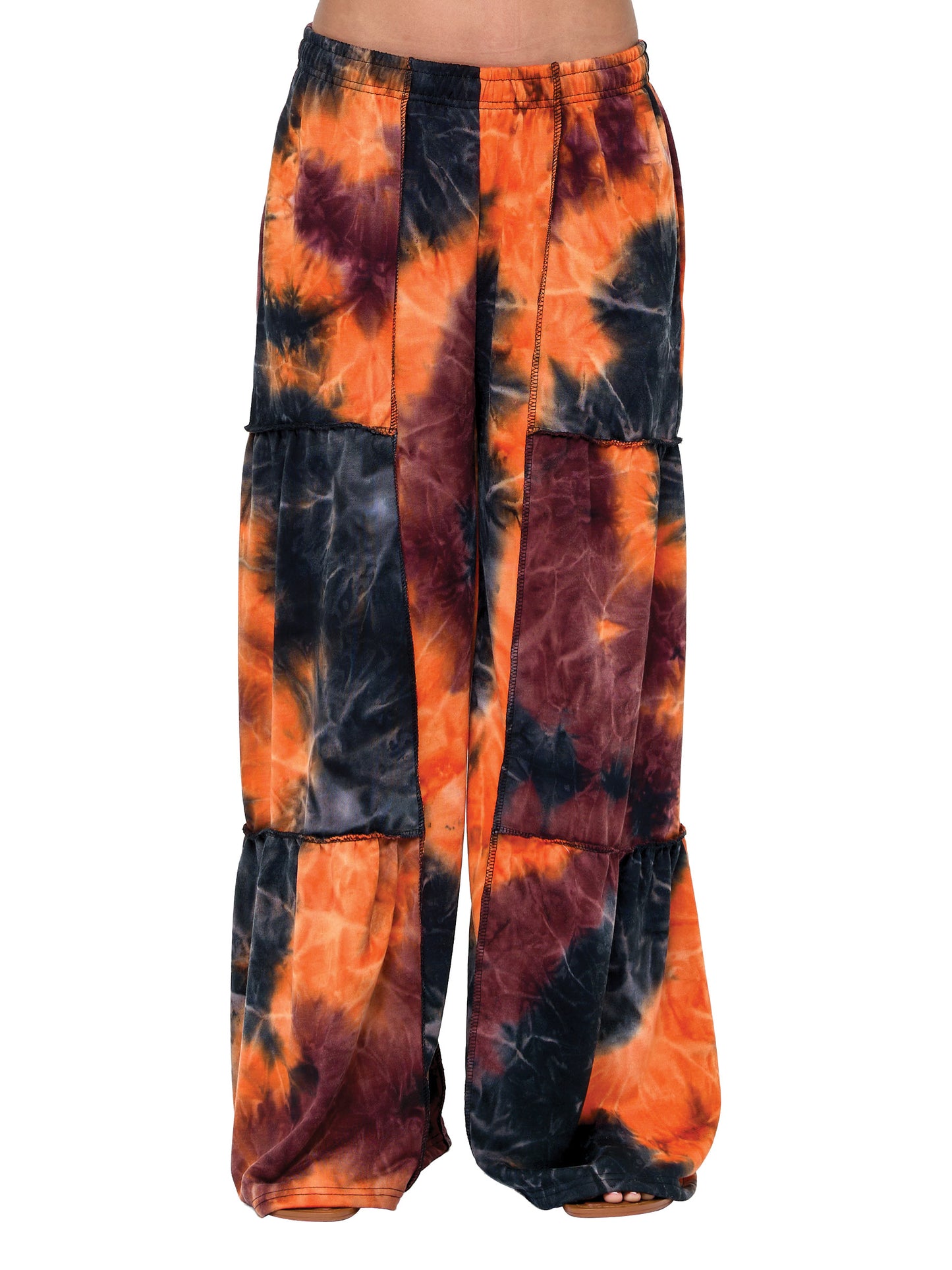 Palazzo Pants Boho Patchwork Ruffled Tie Dye