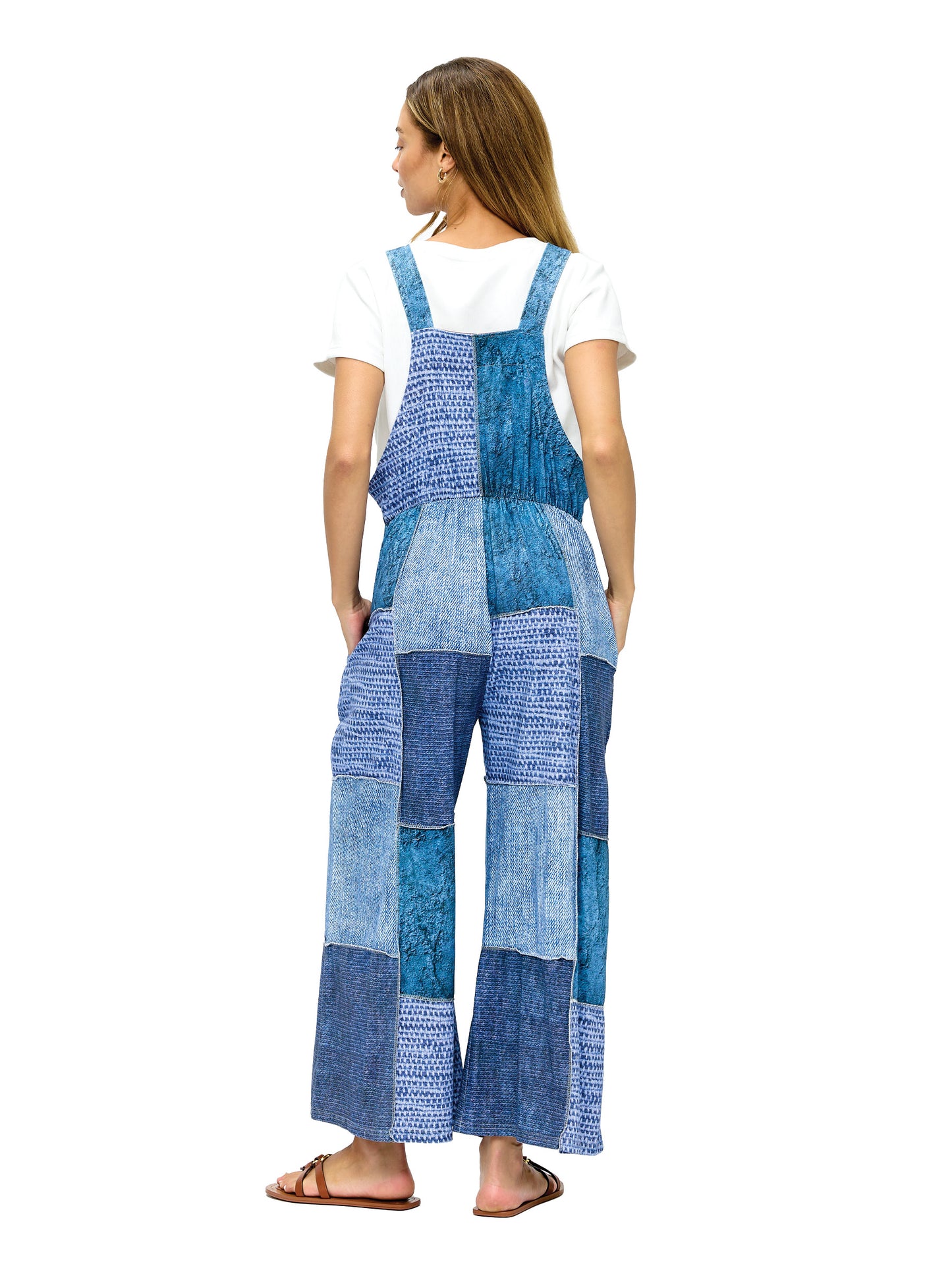 Overall Boho Patchwork Denim Look Print