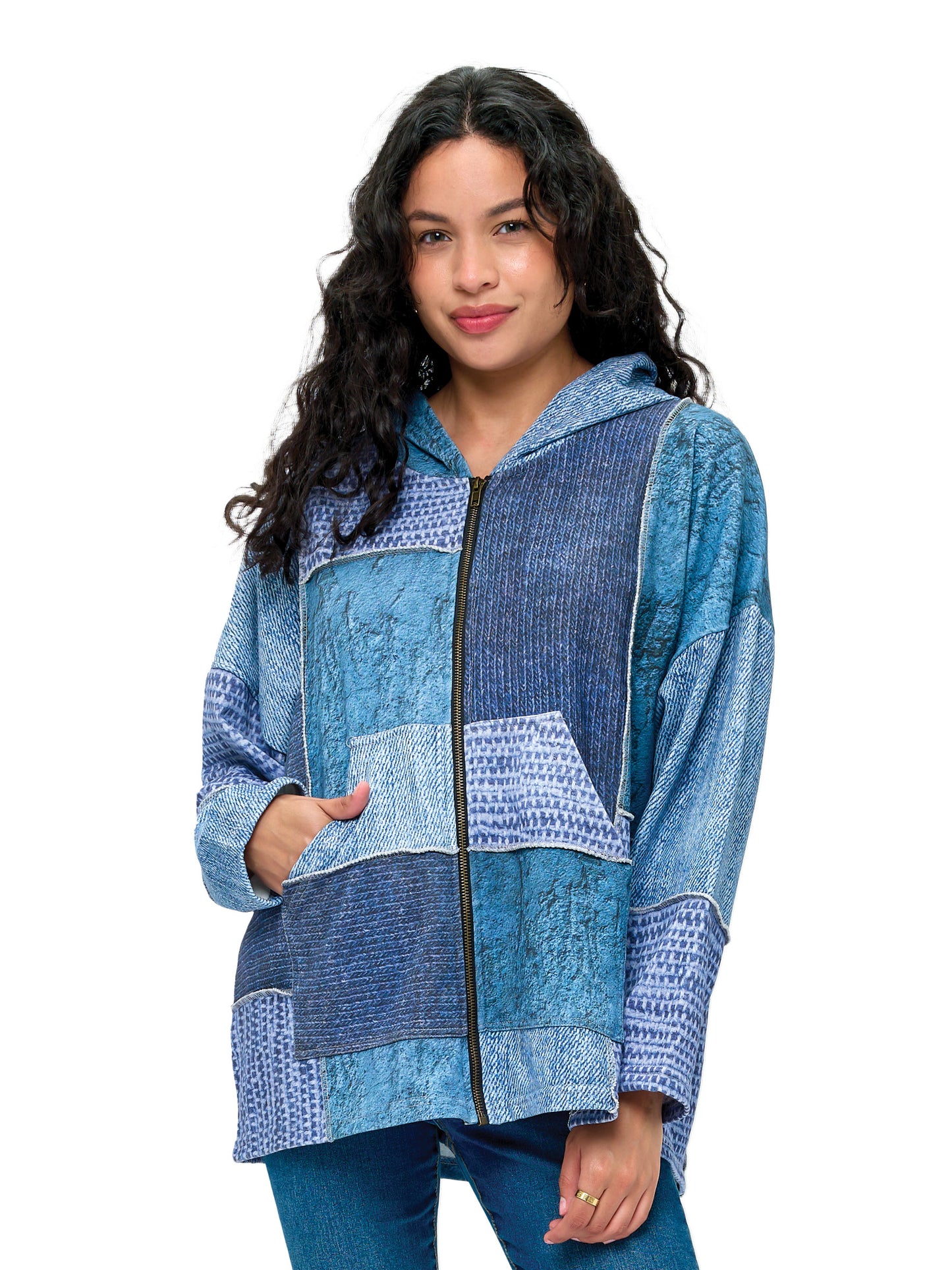 Zip-up Hoodie Boho Patchwork