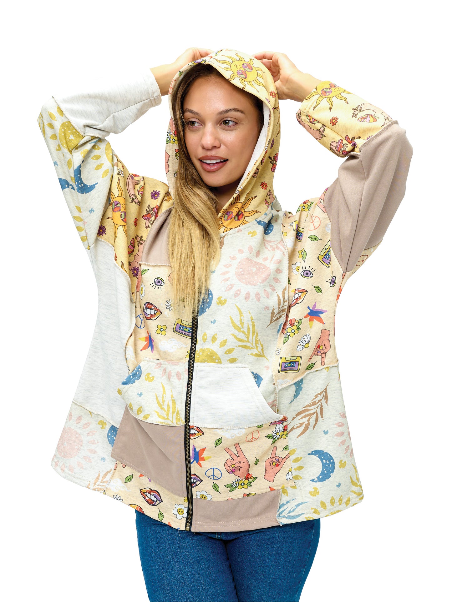Zip-up Hoodie Whimsical & Retro Inspired Print