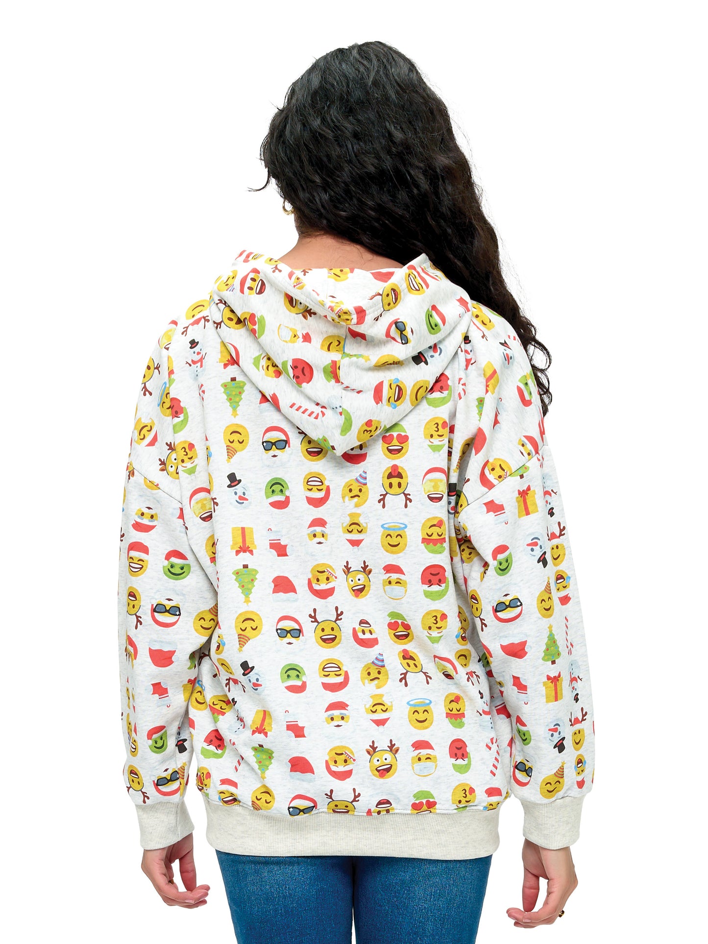 Zip-up Hoodie Christmas Emoji Print