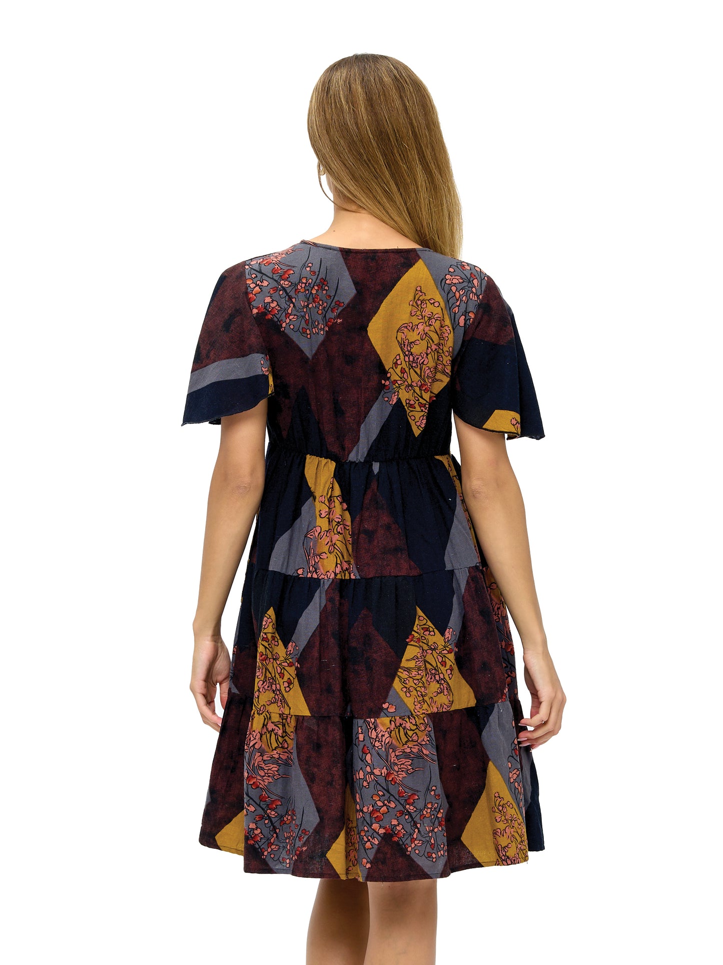 Dress Floral Retro Vibe Patchwork