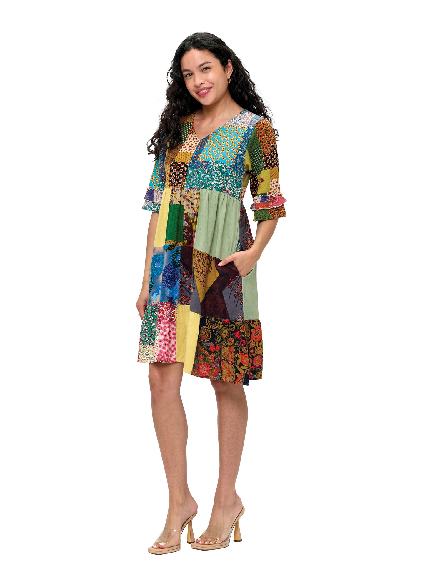 Dress Floral Bohemian Vibe Patchwork