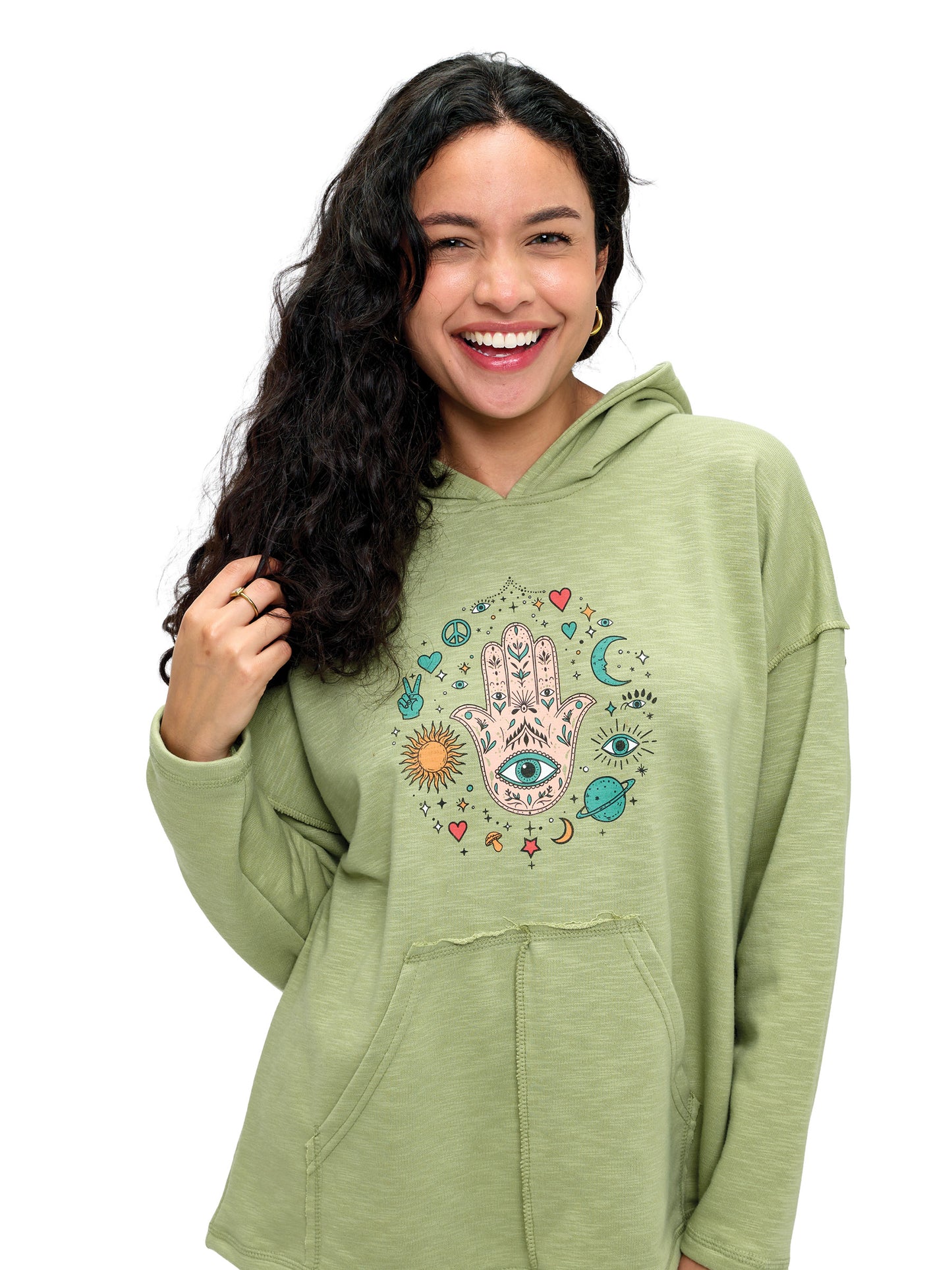 Hoodie Celestial Hamsa Protective Evil Eye Print