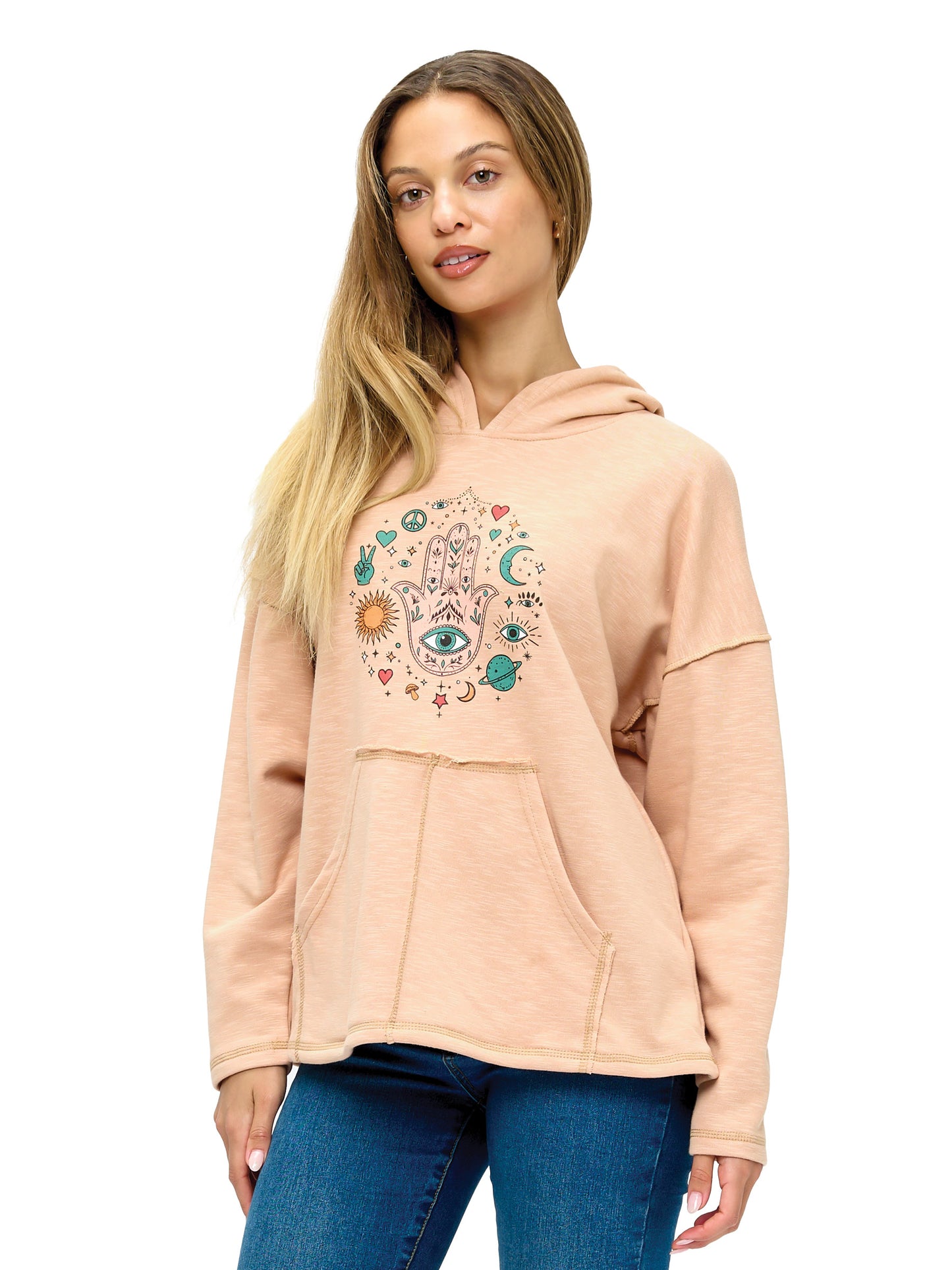 Hoodie Celestial Hamsa Protective Evil Eye Print
