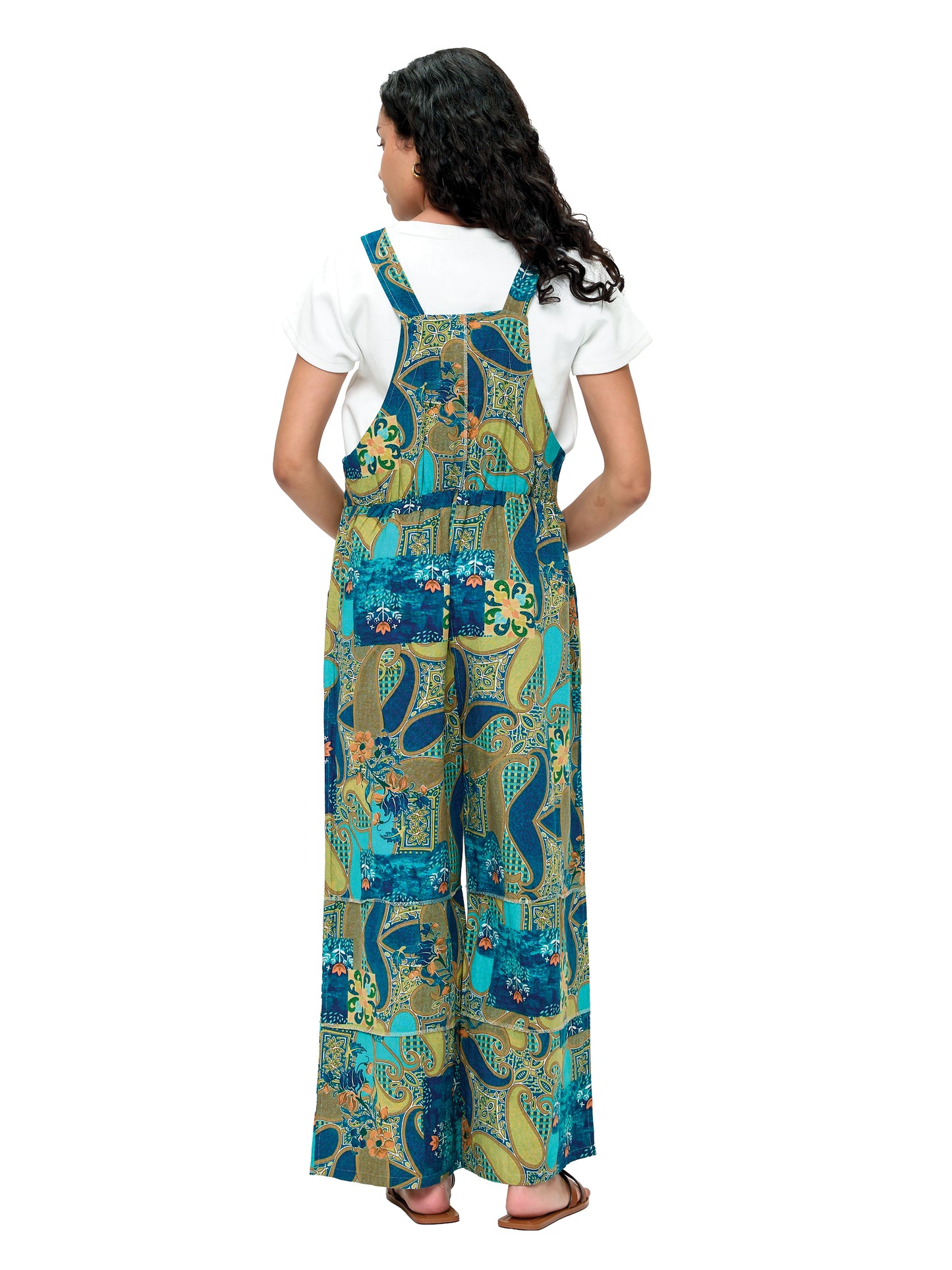 Overall Boho Vibrant Floral Patchwork