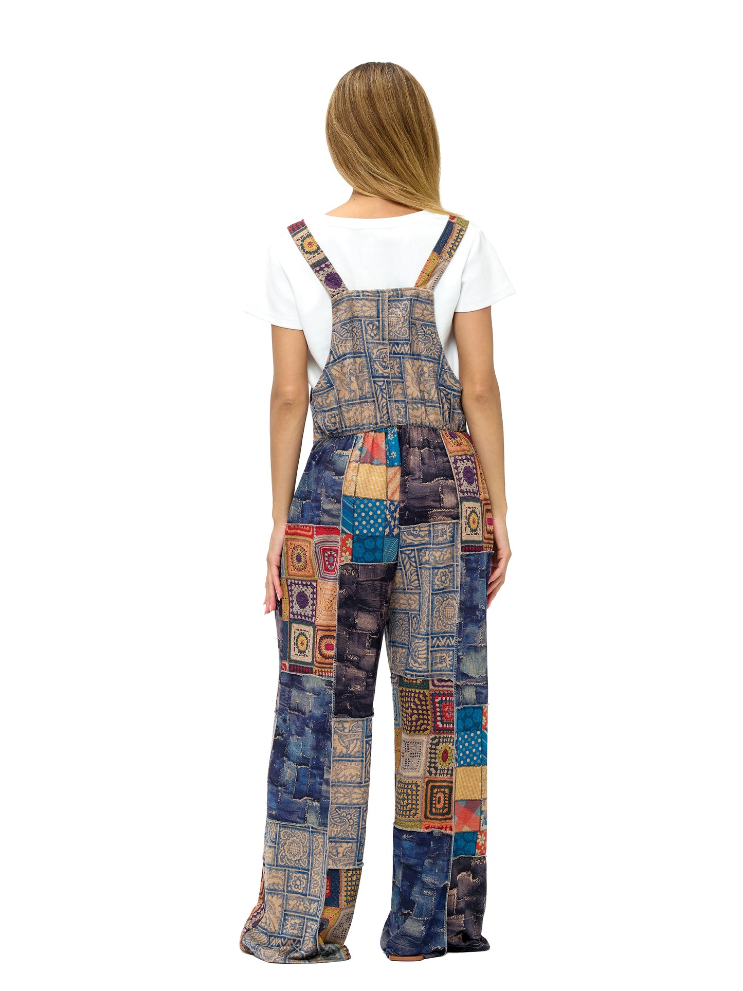 Overall Patchwork Colorblock Crochet Print