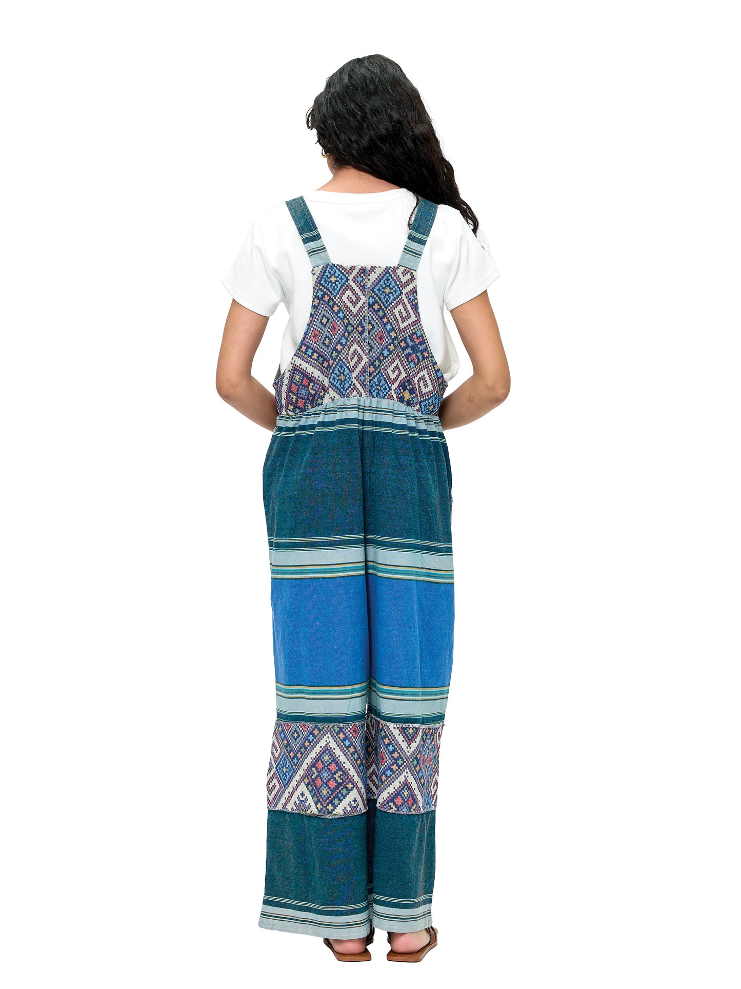 Overall Bohemian Gheri Fabric Stripe Patchwork
