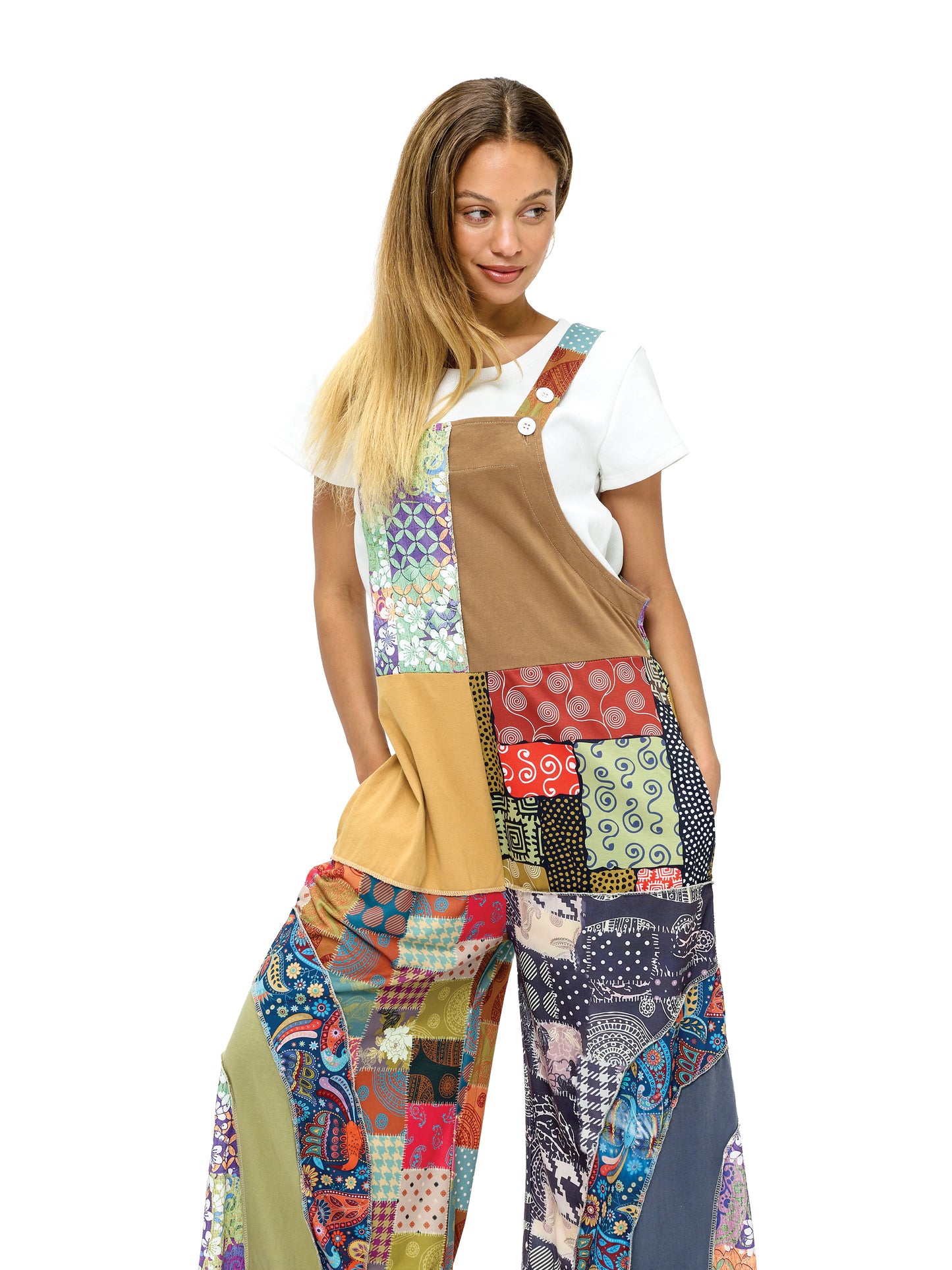 Overall Colorful Hippie Boho Floral Patchwork