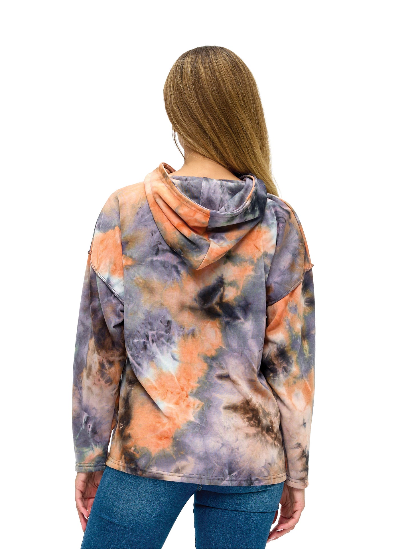 Hoodie Tie Dye Whimsical Tree of Life Symbols Print