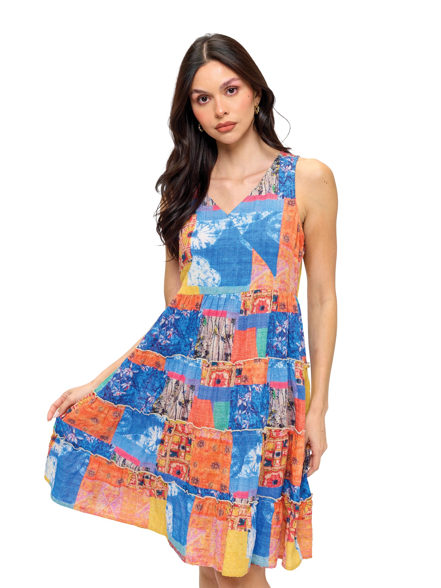 Boho Patchwork Print Ruffled Sundress